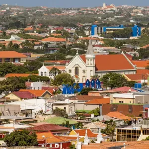 Aerial view of capital city Willemstad, Curacao
