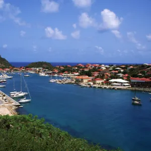 Aerial view of Gustavia Port, St. Barths