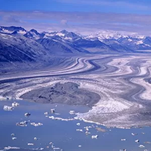 Aerial view Lowell Glacier, Kluane National Park, Yukon, Canada. Original: Medium Format Slide