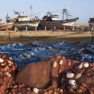 Morocco Print: Fish Nets and Boats in Essouira Harbor Morocco Print: Fish Nets and Boats in Essouira Harbor