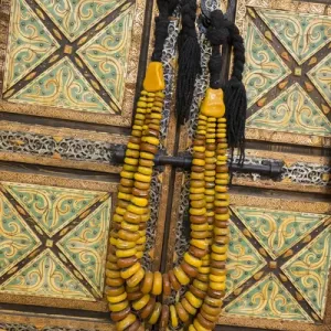 Africa Print: Berber Woman's Necklace on Camel-Bone Inlaid Cabinet Africa Print: Berber Woman's Necklace on Camel-Bone Inlaid Cabinet