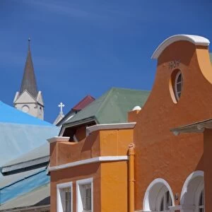 Africa, Namibia, Luderitz. Colorful German style houses along Berg Street, historic