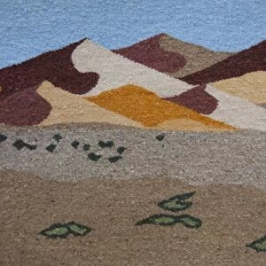 Africa, Namibia, Swakopmund. Karakulia Carpet Center, local hand made wool carpets, carpet detail