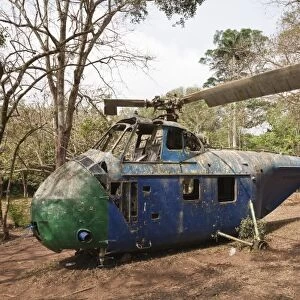Africa, West Africa, Ghana, Aburi. The remains of a Sikorsky H-19 military helicopter
