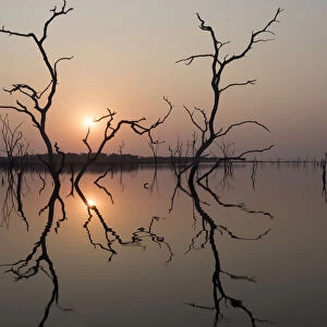 Africa, Zimbabwe, Matusadona National Park. Reflections on Lake Kariba. Credit as