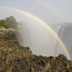 Africa, Zimbabwe, Victoria Falls. Rainbow over waterfall Africa, Zimbabwe, Victoria Falls. Rainbow over waterfall