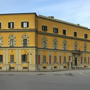 Albania, Tirana, Skanderbeg square, buildings in Italian Fascist style