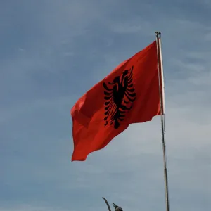 Albania, Tirana, Skanderbeg statue in Scanderbeg square