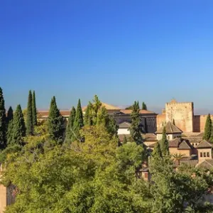Alhambra Church Castle Towers Granada Andalusia Spain Alhambra Church Castle Towers Granada Andalusia Spain