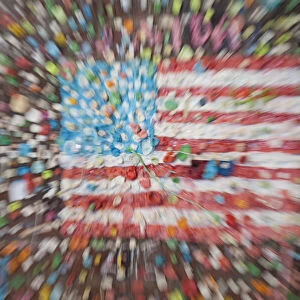 American flag in Post Alley Gum Wall near Pike Place in Seattle, Washington State