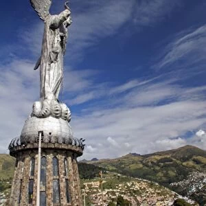 Americas, Ecuador, Quito. The Virgin of Panecillo watches over Quito, A UNESCO WOrld Heritage Site