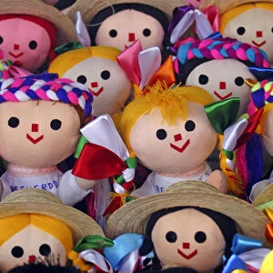 Americas, Mexico, Guanajuato. Handmade dolls dressed in traditional costumes of Guanajuato