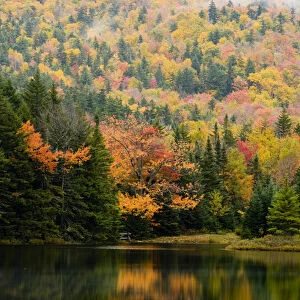 Ammonoosuc Lake in fall in New Hampshires White Mountains. White Mountain National