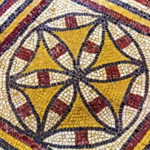 Ancient 6th Century Crusader Cross Mosaic Memorial Church Moses Mount Nebo Jordan