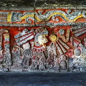 Altäre Reliefs aztekischer Adler Kriegerpalast TempelMayor MexikoStadt México Altäre Reliefs aztekischer Adler Kriegerpalast TempelMayor MexikoStadt México