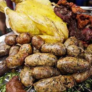Antigua, Guatemala. Street food. Grilled meats