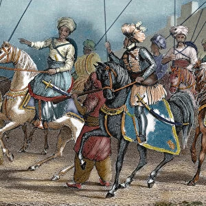 Arab army. Nineteenth-century colored engraving