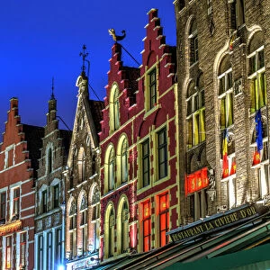 Architectural rooftops in the city center in Bruges, Belgium