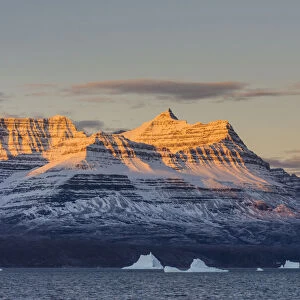 Arctic, Gasefjord, Goosefjord, Greenland, alpenglow, blue, cold, geology, ice, iceberg