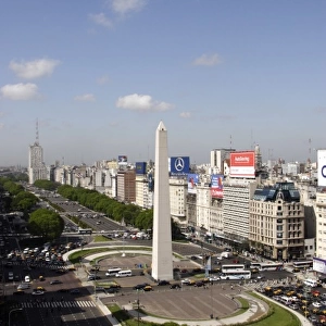 Argentina, Buenos Aires. Obelisk on Avenida 9 de Julio