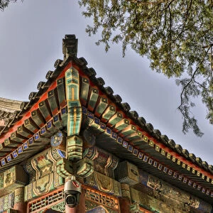 Asia, China, Beijing, Decorative Roof Detail of the Summer Palace of Empress Cixi