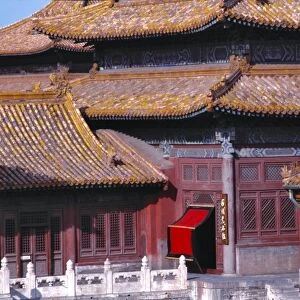 Asia, China, Beijing. The inner buildings of the Forbidden City, a World Heritage Site