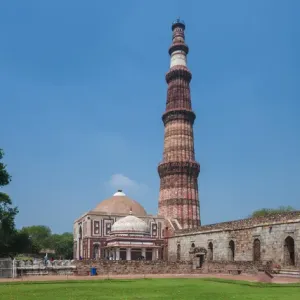 Asia. India, The Qtub Minar of the Alai-Darwaza complex in New Dehli Asia. India, The Qtub Minar of the Alai-Darwaza complex in New Dehli