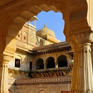 Asia, India, Rajasthan, Amber (Amer). The Baradari in the Amber Palace courtyard
