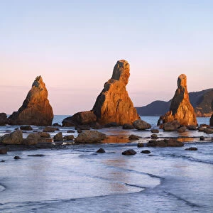 Asia, Japan, Kushimoto. View of Hashiguiiwa Rocks on ocean shore