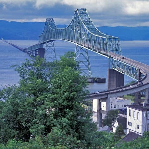 Astoria-Megler truss bridge spanning the the Columbia River between Astoria, Oregon