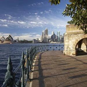Australia, New South Wales, Sydney, Stone Archway, Milsons Point, and Sydney Opera House