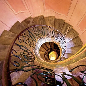 Austria, Melk monastery, baroque spiral staircase down to the Church of the Abbey