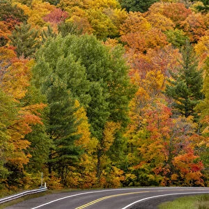 Autumn color along Highway 26 near Houghton in the Upper Peninsula of Michigan, USA