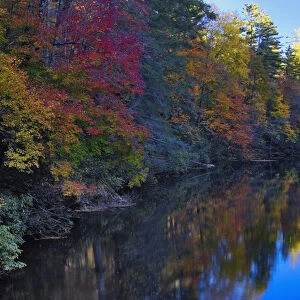Autumn colors reflected on Linville River, Linville Gorge often called the Grand