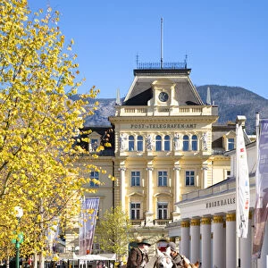 Bad Ischl, Upper Austria, Austria - A street in an old world town. Horse drawn carriages
