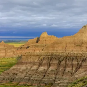 Badland formations from Cedar Pass in Badlands National Park, South Dakota, USA