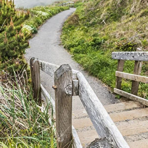 Bandon, Oregon, USA. A paved walking path on the Oregon coast