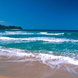 Beach scene in Hawaii. wave, water, ocean, coast, shore, crashing, sea, mer