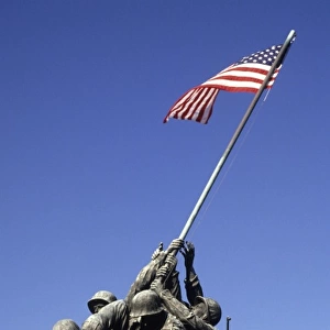The beautiful color of the famous Marine Monument of Iwo Jima with flag in Virginia