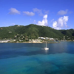 Beautiful port and village in mountains of Virgin Gorda in British Virgin Islands
