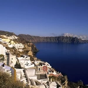 The beautiful white buildings on the cliffs in Oia of santorini Greece
