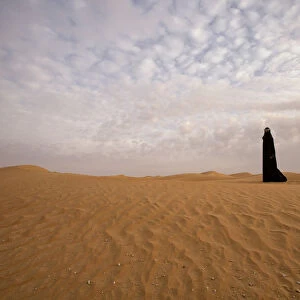 Bedouin woman in the desert. Abu Dhabi, United Arab Emirates
