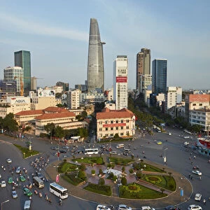 Ben Thanh roundabout and Bitexco Financial Tower, Ho Chi Minh City (Saigon), Vietnam