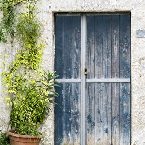Blue door on a Sassi house in Matera