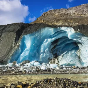 Blue Ice Print: Athabasca Glacier Meltwater Scene Blue Ice Print: Athabasca Glacier Meltwater Scene