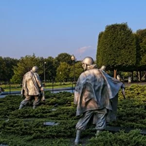Bronze statues of platoon at Korean War Veterans Memorial on Mall in Washington DC, USA