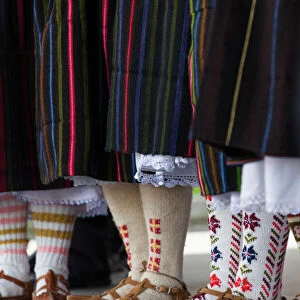 Bulgaria, Southern Mountains, Bansko, ski resort, people in local ethnic costumes, NR