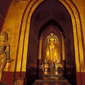 Burma (Myanmar), Pagan (Bagan) Ananda temple in Bagan, Myanmar. Standing Buddha Kassapa