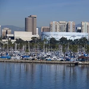 California, Long Beach. Skyline views of the port area of Long Beach