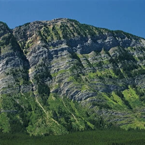 Canada, Alberta, Kananaskis Country. Limestone layers on mountain